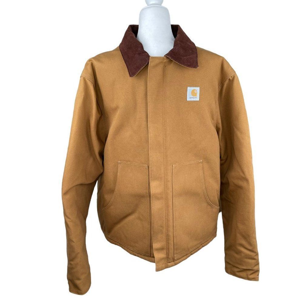 Carhartt Detroit Zip Up Work Jacket Quilt Lined Tan Men’s Sz XL